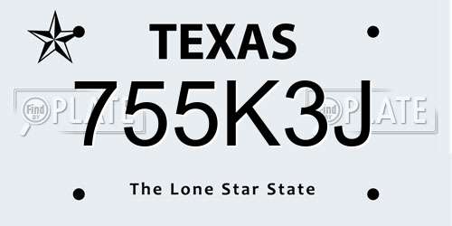 755K3J Texas License Plate