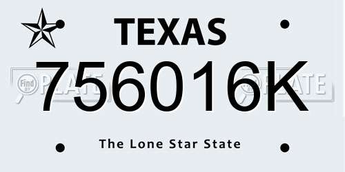 756016K Texas License Plate