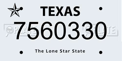 7560330 Texas License Plate
