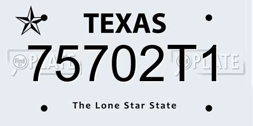 75702T1 Texas License Plate