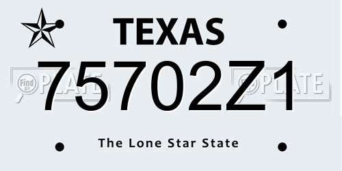 75702Z1 Texas License Plate