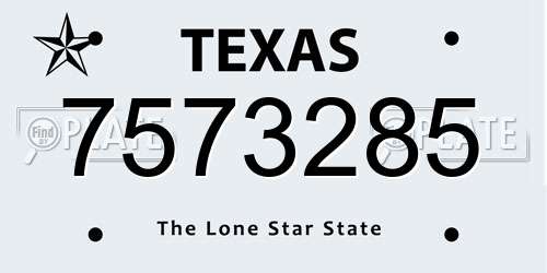 7573285 Texas License Plate
