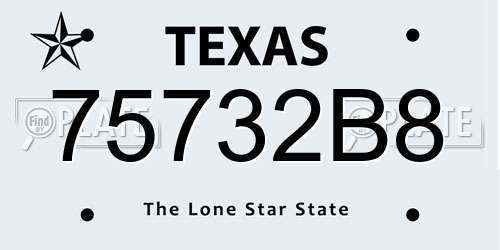 75732B8 Texas License Plate