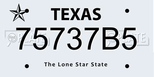 75737B5 Texas License Plate