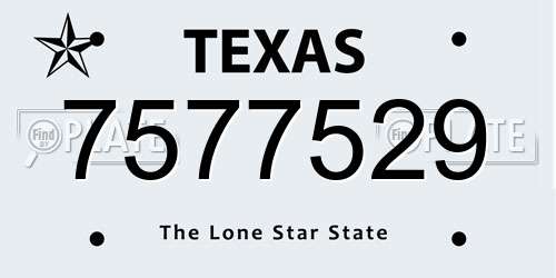 7577529 Texas License Plate