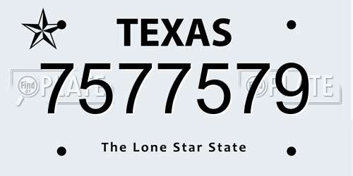 7577579 Texas License Plate