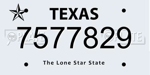 7577829 Texas License Plate
