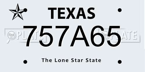 757A65 Texas License Plate