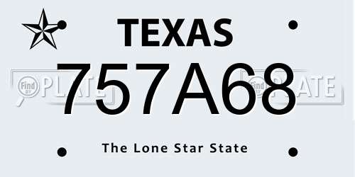 757A68 Texas License Plate
