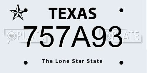 757A93 Texas License Plate