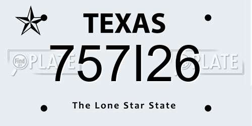 757I26 Texas License Plate