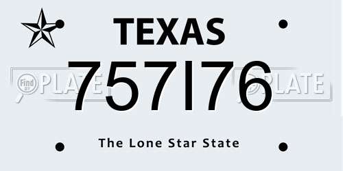 757I76 Texas License Plate