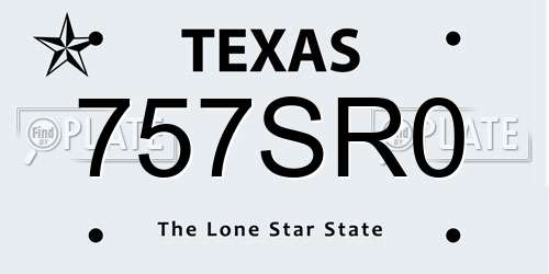 757SR0 Texas License Plate