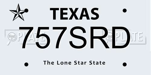 757SRD Texas License Plate