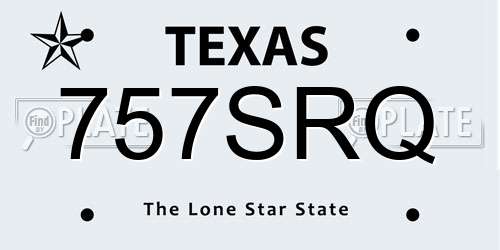 757SRQ Texas License Plate