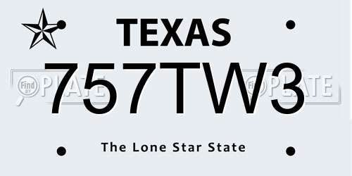 757TW3 Texas License Plate