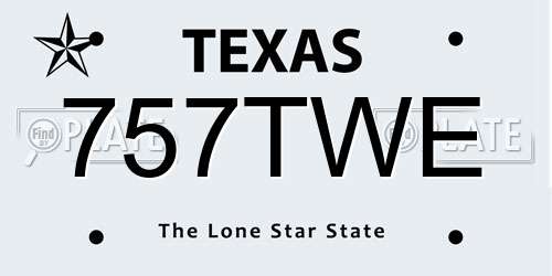 757TWE Texas License Plate
