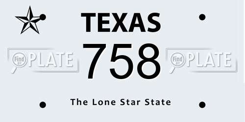758 Texas License Plate