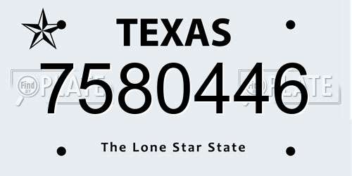 7580446 Texas License Plate