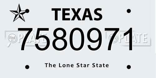 7580971 Texas License Plate