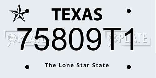 75809T1 Texas License Plate