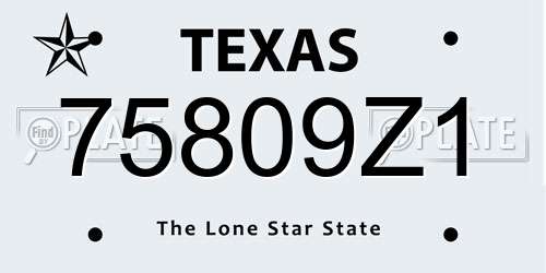 75809Z1 Texas License Plate
