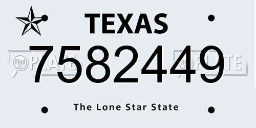 7582449 Texas License Plate