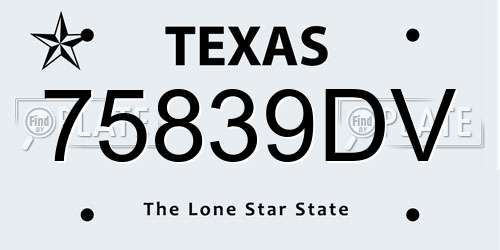 75839DV Texas License Plate