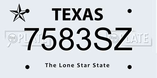 7583SZ Texas License Plate