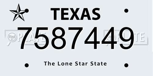 7587449 Texas License Plate