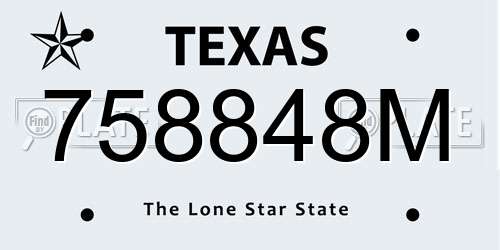 758848M Texas License Plate