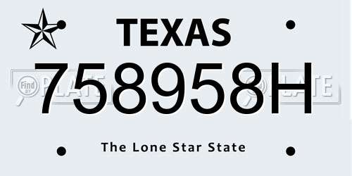 758958H Texas License Plate