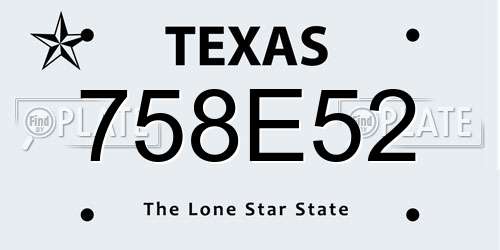 758E52 Texas License Plate