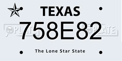 758E82 Texas License Plate