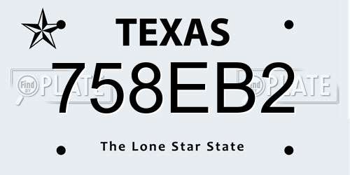 758EB2 Texas License Plate
