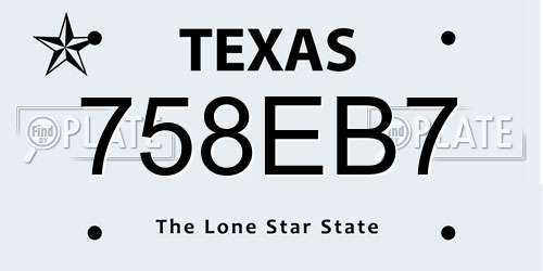 758EB7 Texas License Plate