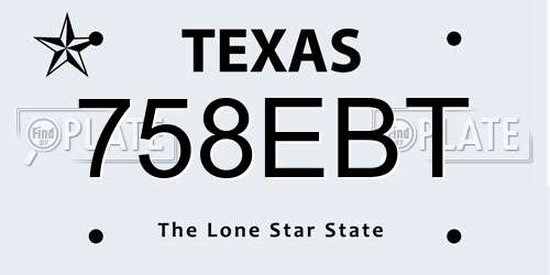 758EBT Texas License Plate