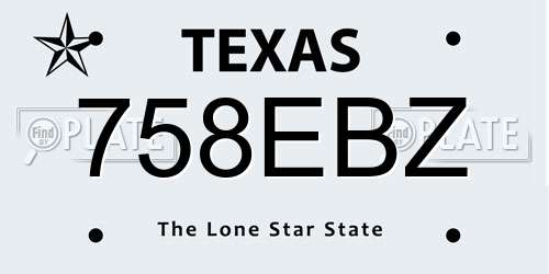 758EBZ Texas License Plate