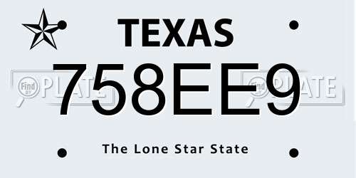 758EE9 Texas License Plate