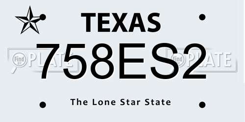 758ES2 Texas License Plate