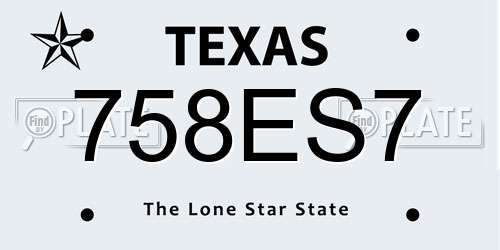 758ES7 Texas License Plate