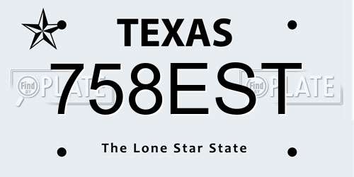 758EST Texas License Plate