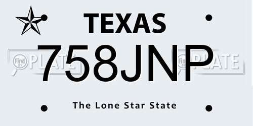 758JNP Texas License Plate