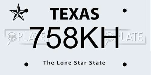 758KH Texas License Plate