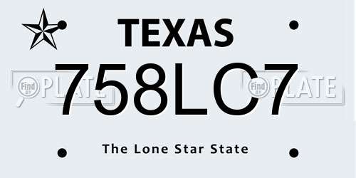 758LC7 Texas License Plate