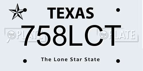 758LCT Texas License Plate