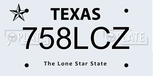 758LCZ Texas License Plate