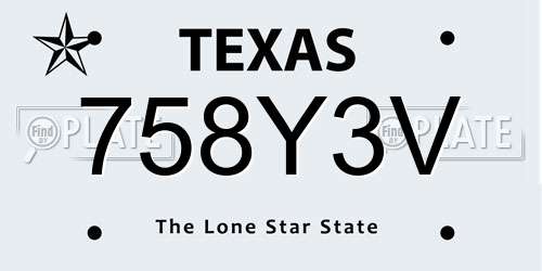 758Y3V Texas License Plate