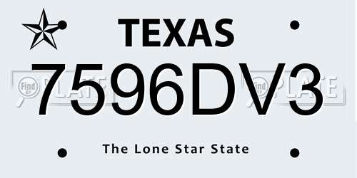7596DV3 Texas License Plate