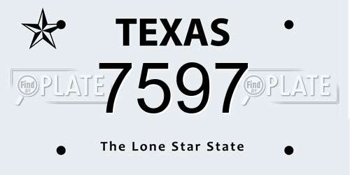 7597 Texas License Plate